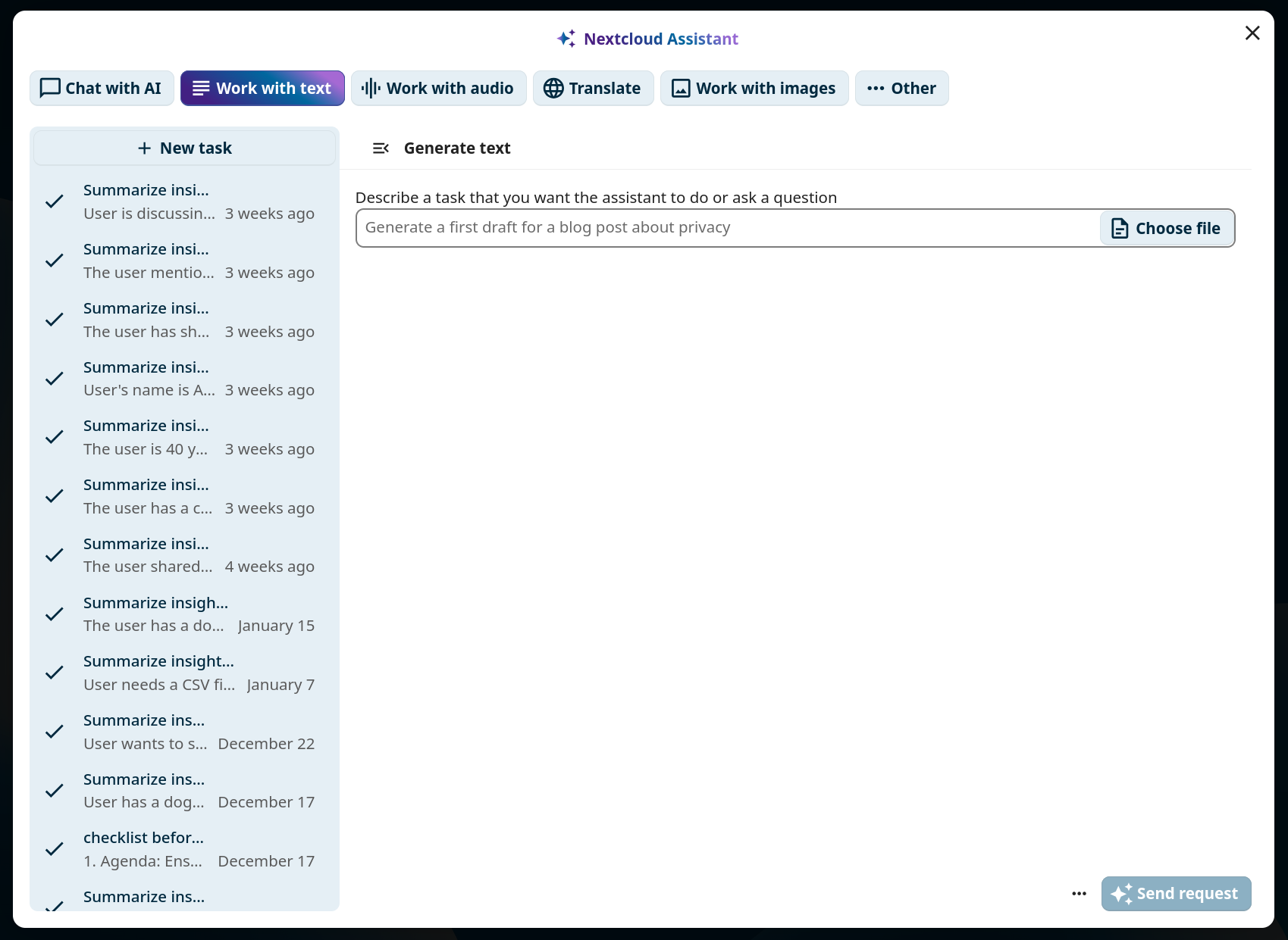 The assistant task form.