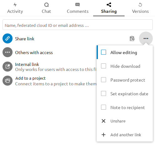 Public file share options.